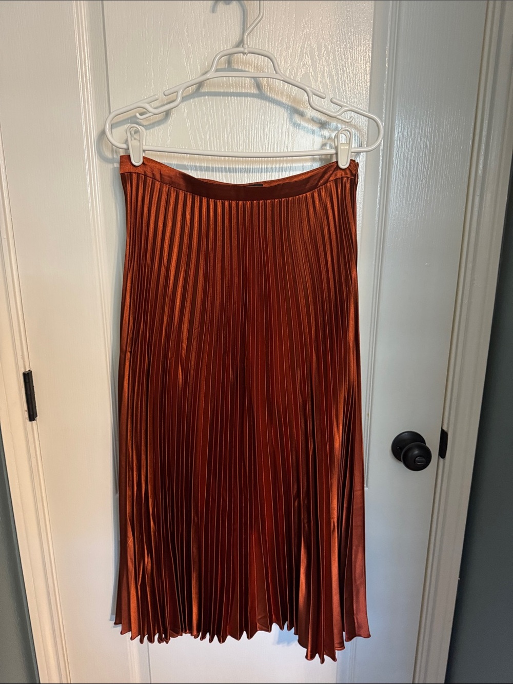 Lulu's Copper Pleated Satin Midi Skirt